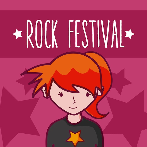 Concept De Bande Dessinée De Rock Festival Girl