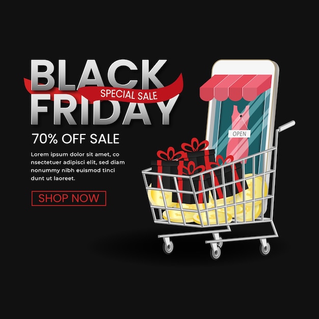 Concept de bannière de vente vendredi noir.