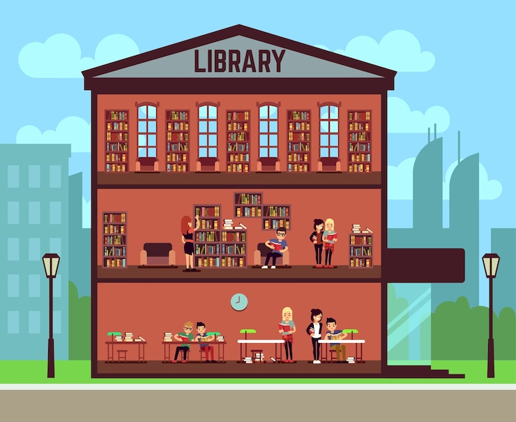 Vecteur concept de bibliothèque publique