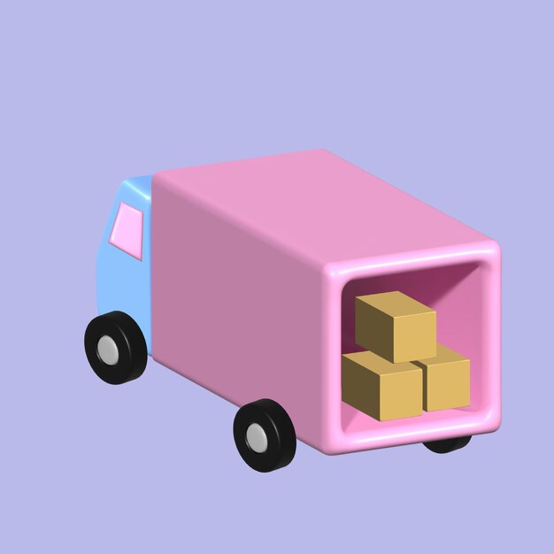 Vecteur concept de camion de livraison réaliste objet 3d style dessin animé vectoriel illustration colorée