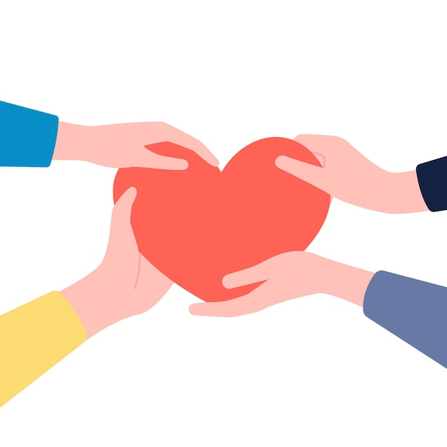 Concept Caritatif être Des Personnes Aimées Coopératives Pour Le Soutien Et L'aide Partager Le Cœur Et Donner De L'amour Et De L'argent Médecins Faisant Du Bénévolat Empathie Bannière Vectorielle Récente
