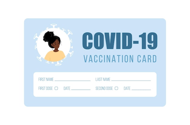 Concept De Carte De Vaccination. Modèle Vierge Avec Photo Féminine.