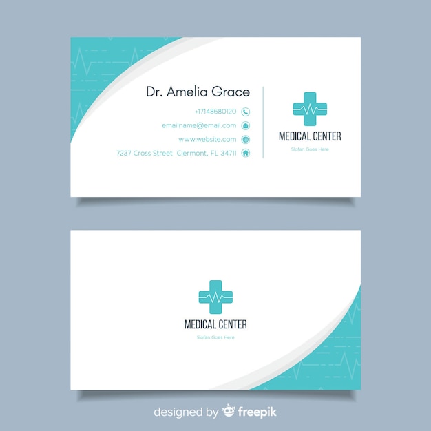 Concept de carte de visite plat pour hôpital ou médecin