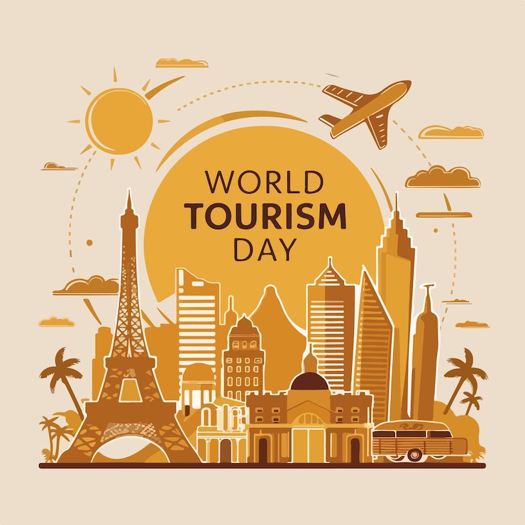 Vecteur concept de célébration de la journée mondiale du tourisme