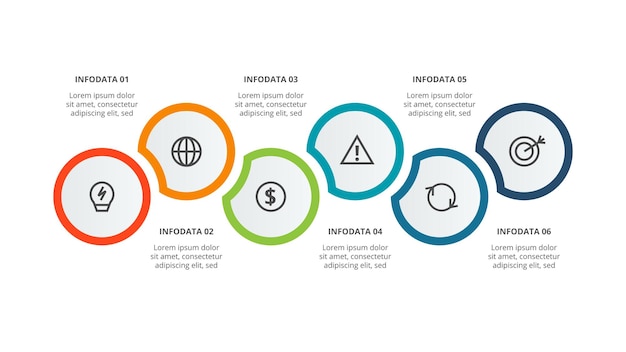 Vecteur concept de cercle pour l'infographie avec 6 étapes options pièces ou processus visualisation des données d'entreprise