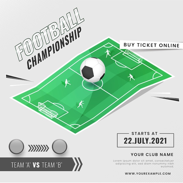 Vecteur concept de championnat de football avec deux équipes participantes jouant sur une aire de jeux ou un stade.