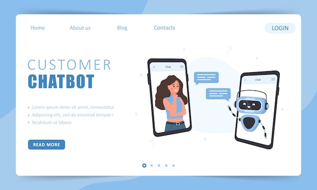 Concept de chatbot client modèle de page d'atterrissage