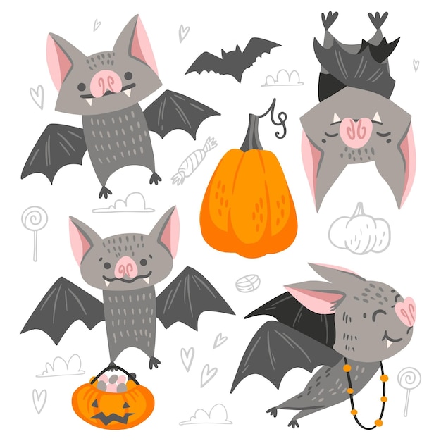 Vecteur concept de chauve-souris halloween dessiné à la main