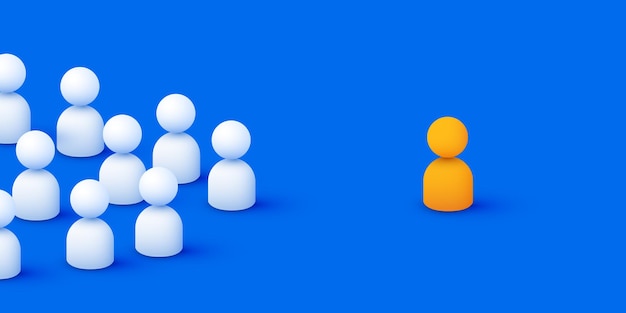 Le concept de chef de groupe de d personnes figurines suivent le chef