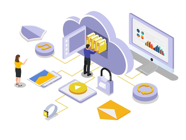 concept de cloud computing centre de données gestion de fichiers stockage en nuage