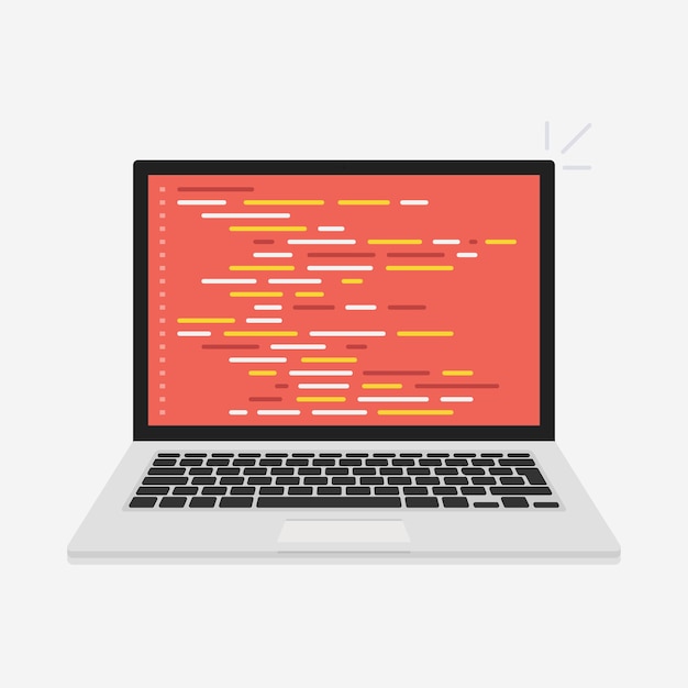 Concept De Codage Pour Ordinateur Portable De Vecteur. Développeur Web, Conception, Programmation. Code D'écran D'ordinateur Portable. Illustration Vectorielle.