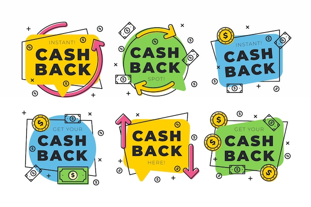 Concept De Collection D'étiquettes De Cashback