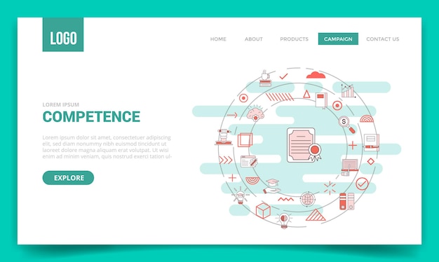 Concept De Compétence Avec Icône De Cercle Pour Le Modèle De Site Web Ou La Page D'accueil De La Page De Destination