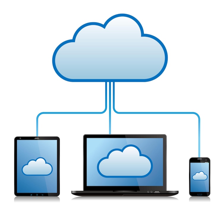 Vecteur concept de conception de cloud computing et de mise en réseau. l'arrière-plan est blanc.
