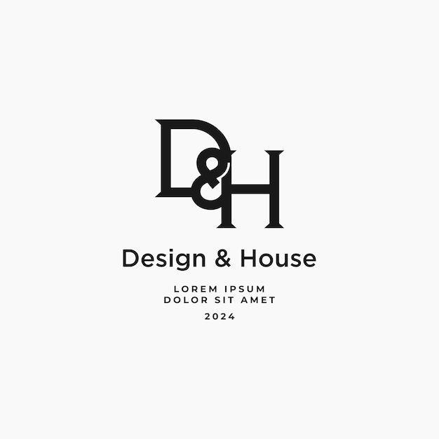 Le concept de conception du logo minimal des lettres D et H, le monogramme DH basé sur l'icône initiale de l'alphabet