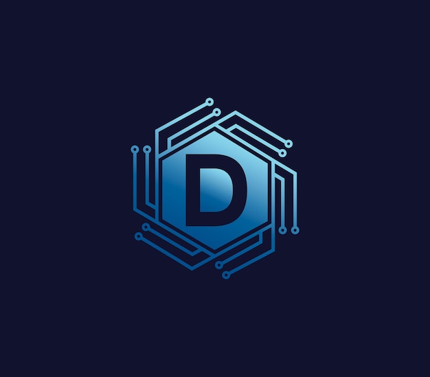 D Concept de conception du logo de la technologie Alphabet