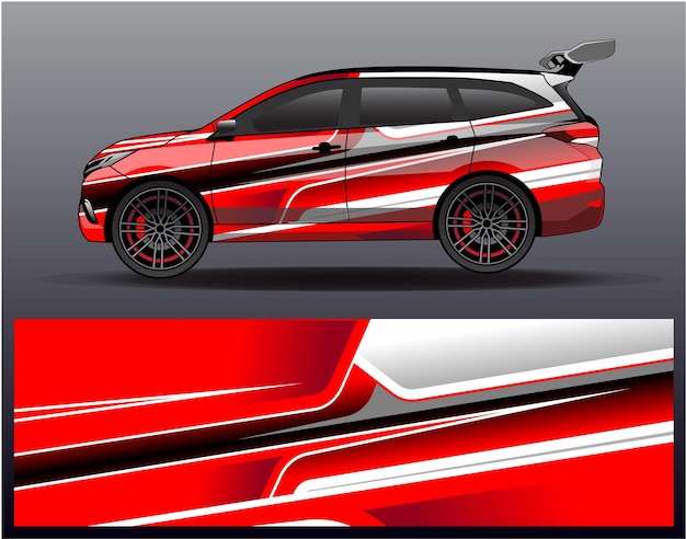 Concept de conception d'enveloppe de voiture de course. Arrière-plan abstrait de course pour l'emballage de véhicules