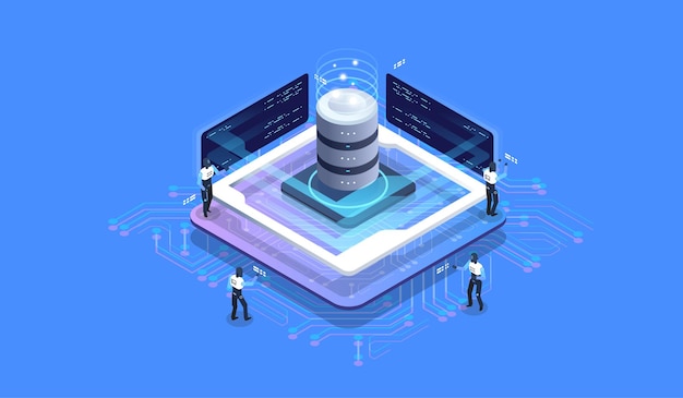 Concept de conception isométrique réalité virtuelle et réalité augmentée. Développement AR et VR. Technologie des médias numériques pour site Web et application mobile.