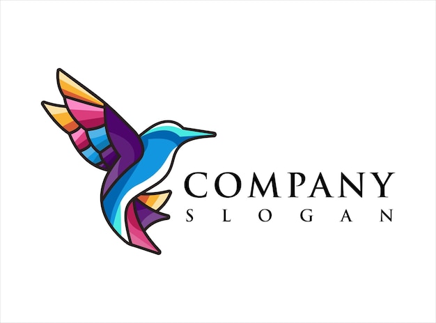 Vecteur concept de conception de logo coloré colibri