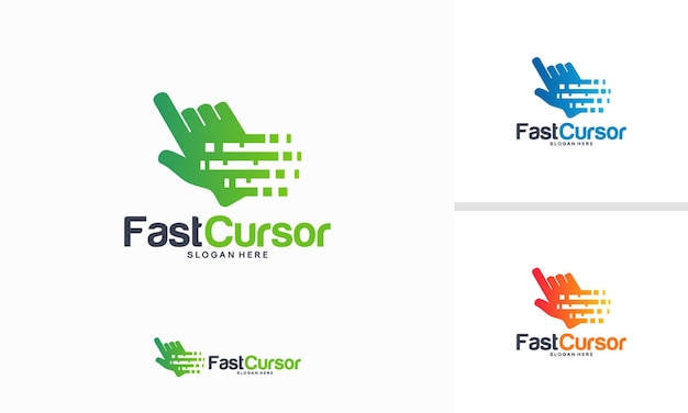 Concept De Conception De Logo Fast Cursor, Modèle De Logo Pixel Cursor