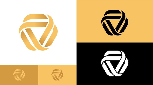 Concept De Conception De Logo De Ligne De Triangle D'or