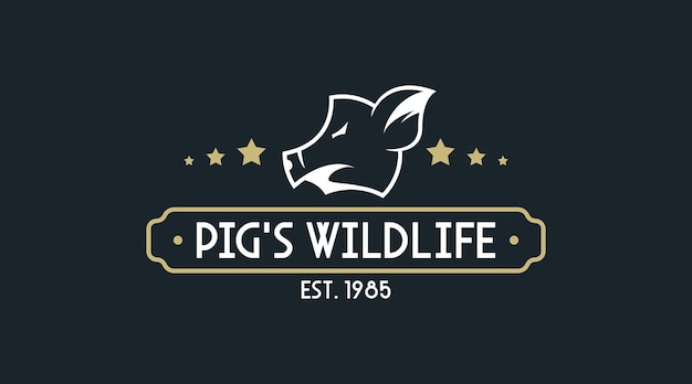 Concept De Conception De Logo De Porc Modèle De Logo De Vecteur De Porc Dans Un Style Rétro