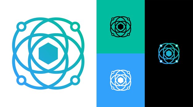 Concept de conception de logo de technologie de système d'atome de cube