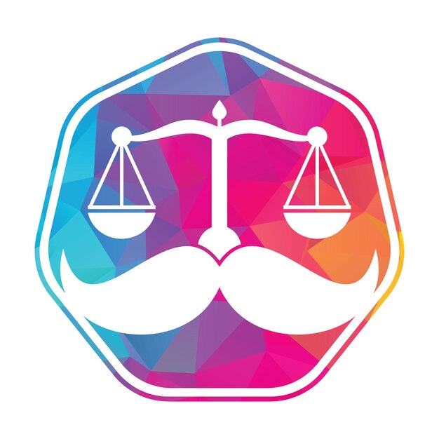 Concept de conception de logo vectoriel de droit fort Conception vectorielle d'icône d'échelle et de moustache