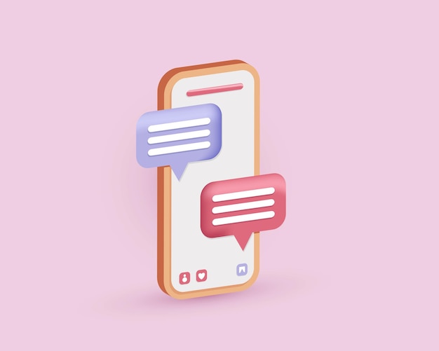 Concept de conception de médias sociaux 3D sur smartphone