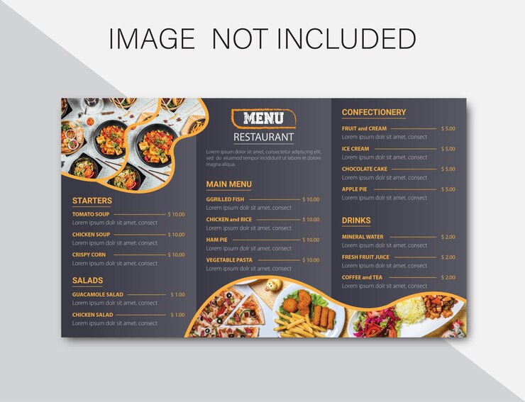 Concept de conception de modèle de menu alimentaire vectoriel