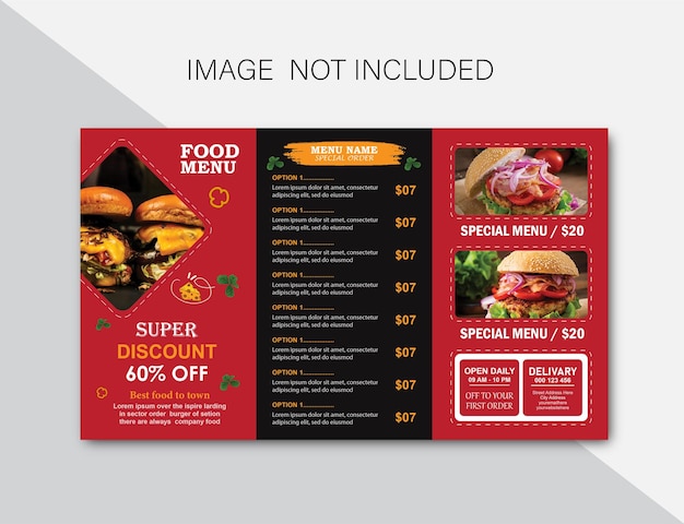 Concept de conception de modèle de menu alimentaire vectoriel