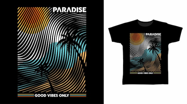 Concept de conception de tee art ligne paradis plage