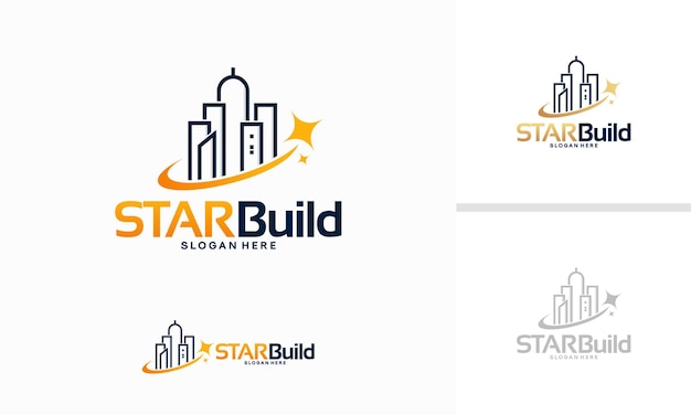 Concept De Conceptions De Logo De Bâtiment D'étoile, Vecteur De Modèle De Logo De Bâtiment Brillant