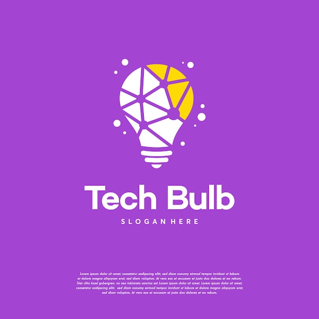 Vecteur concept de conceptions de logo modern tech bulb, modèle de logo pixel technology bulb idea