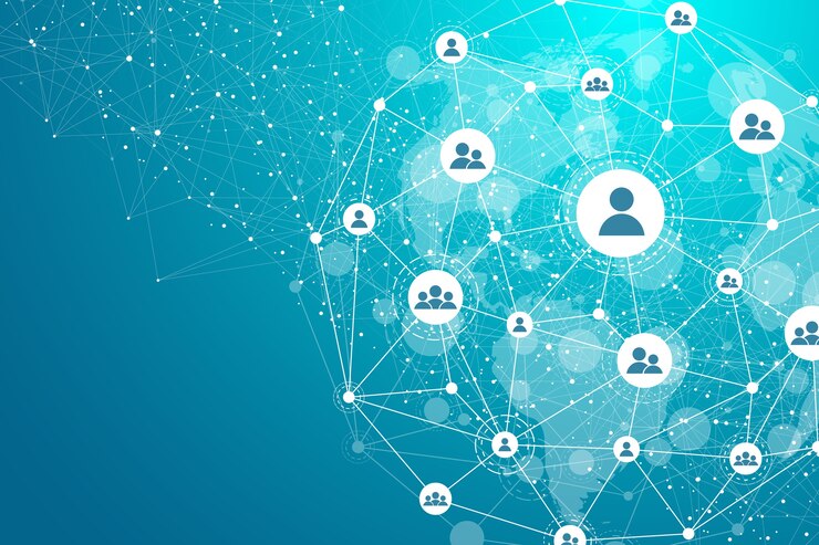 Vecteur concept de connexion réseau mondial. visualisation de big data. communication de réseau social dans les réseaux informatiques mondiaux.