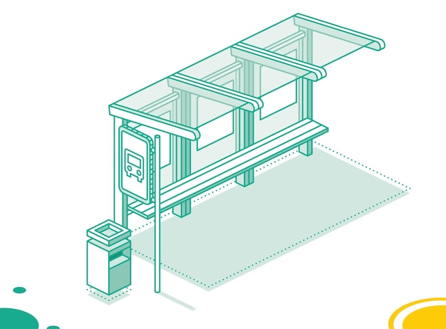 Concept de contour d'arrêt de bus isométrique isolé sur blanc