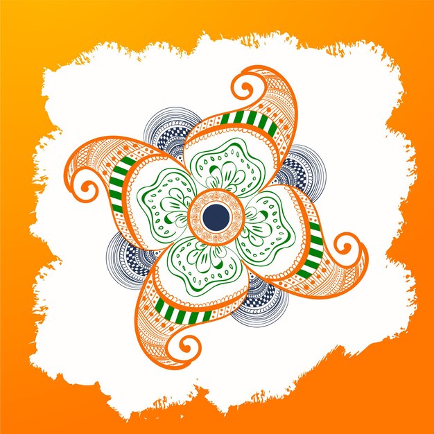 Concept Créatif De La Fête De L'indépendance Indienne Avec Motif Floral Décoratif Mandal