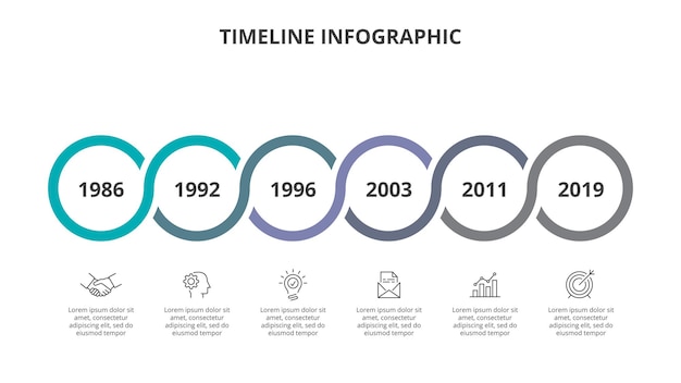 Vecteur concept créatif pour la chronologie infographique. éléments abstraits du graphique, diagramme avec 6 options.