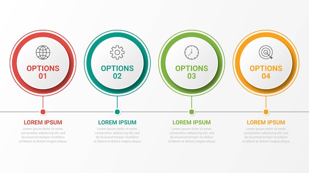 Concept Créatif Pour Infographie Avec 4 étapes, Options, Pièces Ou Processus. Visualisation Des Données D'entreprise