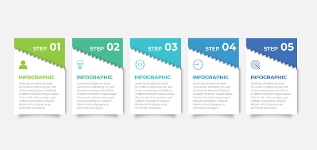 Concept Créatif Pour L'infographie Avec 5 étapes Options Pièces Ou Processus Visualisation Des Données D'entreprise