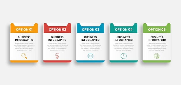 Vecteur concept créatif pour l'infographie avec 5 étapes options pièces ou processus visualisation des données d'entreprise