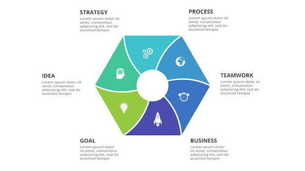 Concept Créatif Pour L'infographie Avec 6 étapes Options Pièces Ou Processus Visualisation Des Données D'entreprise