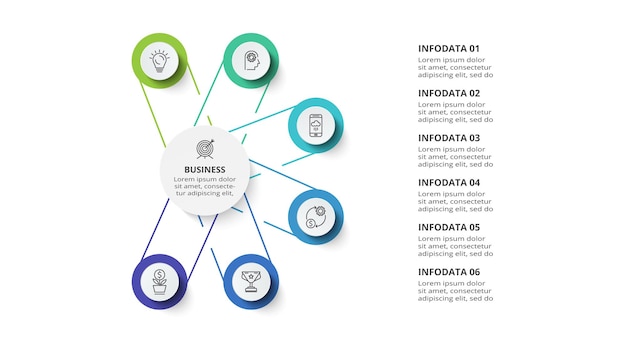 Concept Créatif Pour L'infographie Avec 6 étapes Options Pièces Ou Processus Visualisation Des Données D'entreprise