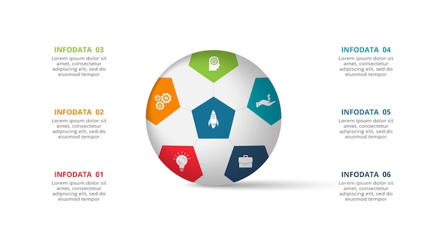 Concept Créatif Pour L'infographie Avec 6 étapes Options Pièces Ou Processus Visualisation Des Données D'entreprise