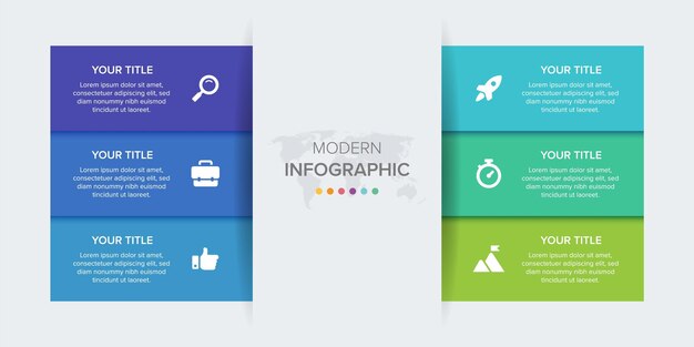 Concept Créatif Pour Le Vecteur D'élément Infographique 6 Options, étapes, Liste, Processus. éléments De Graphique