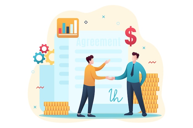 Concept de création d'un accord financier au design plat