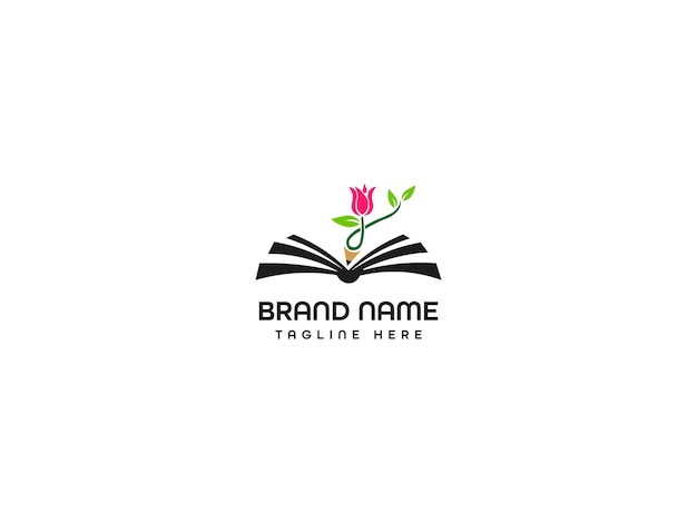 Vecteur concept de création de logo de livre et de crayon