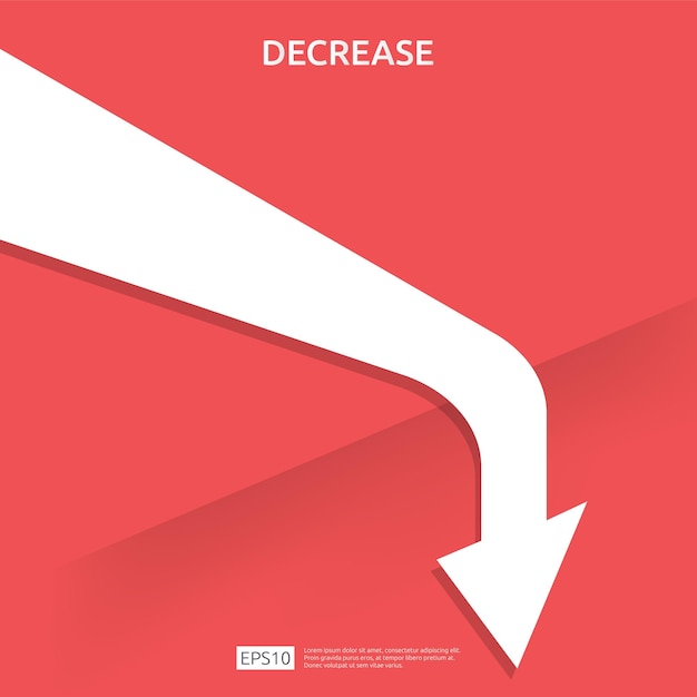 Concept de crise financière des entreprises. l'argent tombe symbole. flèche diminution économie étirement augmentation baisse. crise perdue en faillite en déclin. réduction des coûts. perte de revenu. illustration vectorielle.