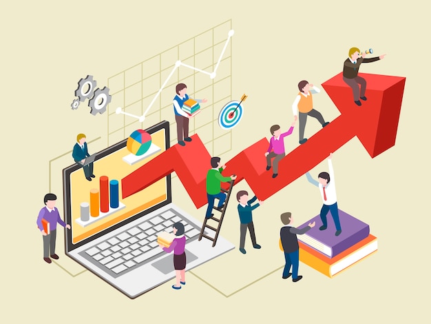 Concept De Croissance économique En Graphique Isométrique