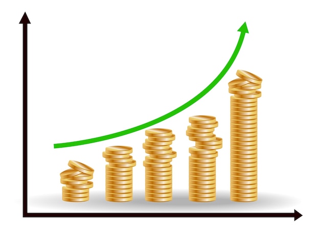 Concept De Croissance Financière Avec Des Piles De Pièces D'or